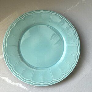 Primagera Single Dinner Plate Daisy Aqua Embossed Panel Rim Crafted In Portugal
